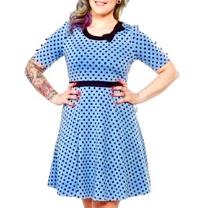 Sourpuss Betty blue polka dot dress